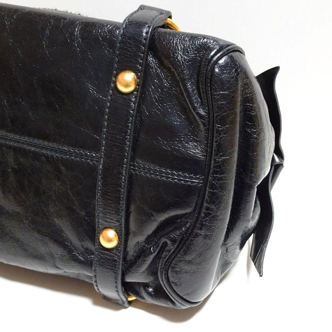 miumiu サイドリボン 2wayバッグ ブラック ヴィッテロルクス - メルカリ