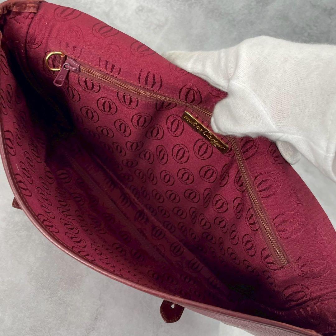 A4可】カルティエ ビジネスバッグ フラップ ボルドー ゴールド金具