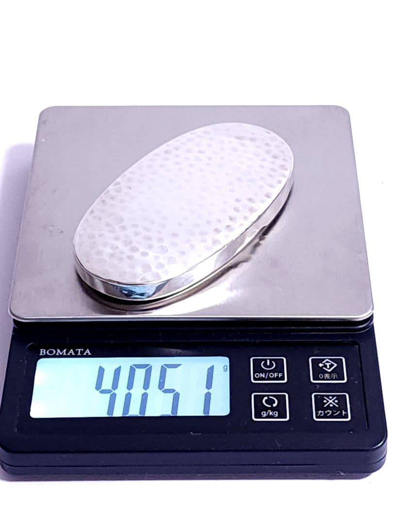 銀製 小判型 ケース 小物入 楊枝入 槌目打 40.51g
