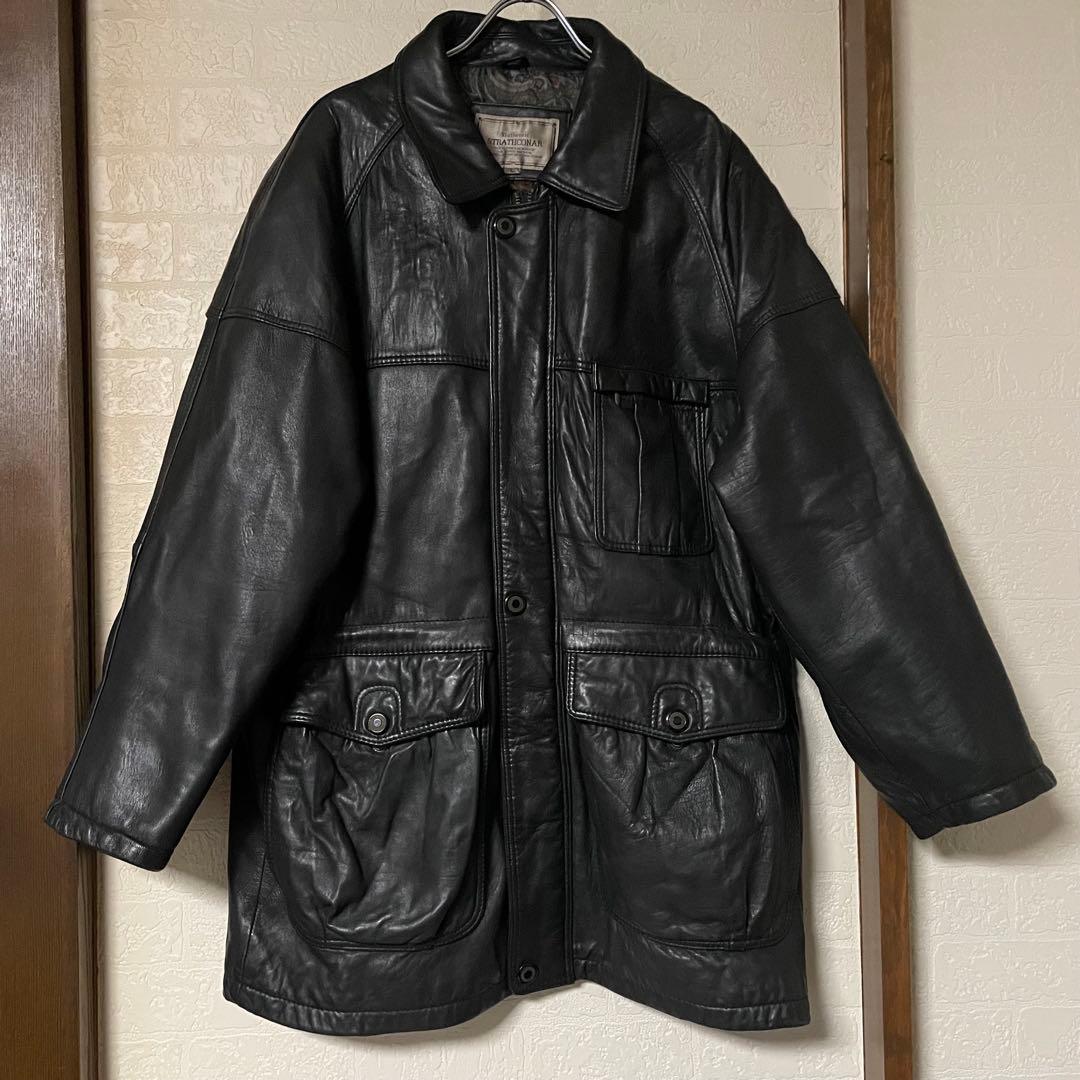 STRATHCONAR シープレザー 羊革 レザージャケット 黒 Lサイズ - メルカリ