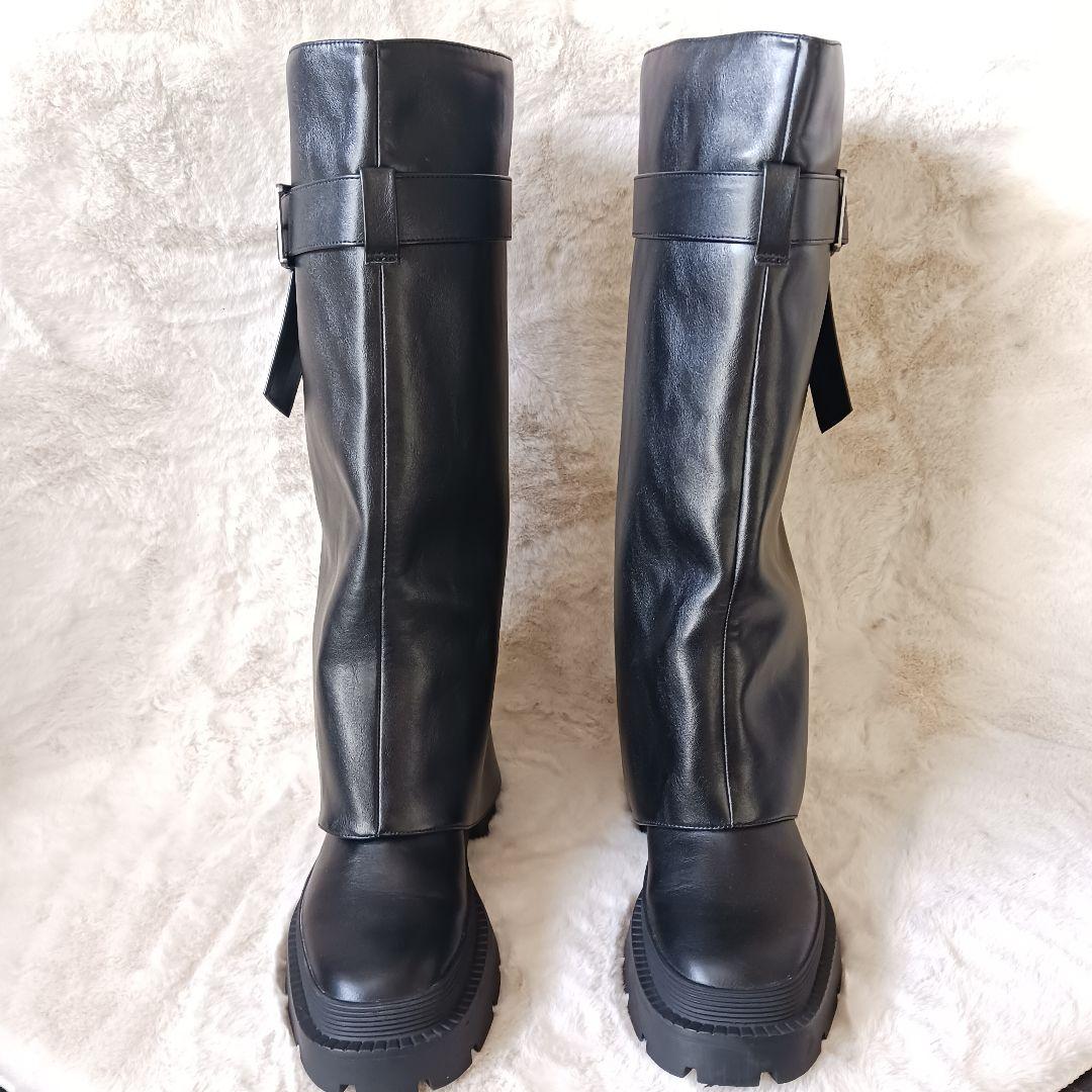 未使用 ザラ ニーハイゲートルロングブーツ 2024年モデル 23.5㎝ 黒