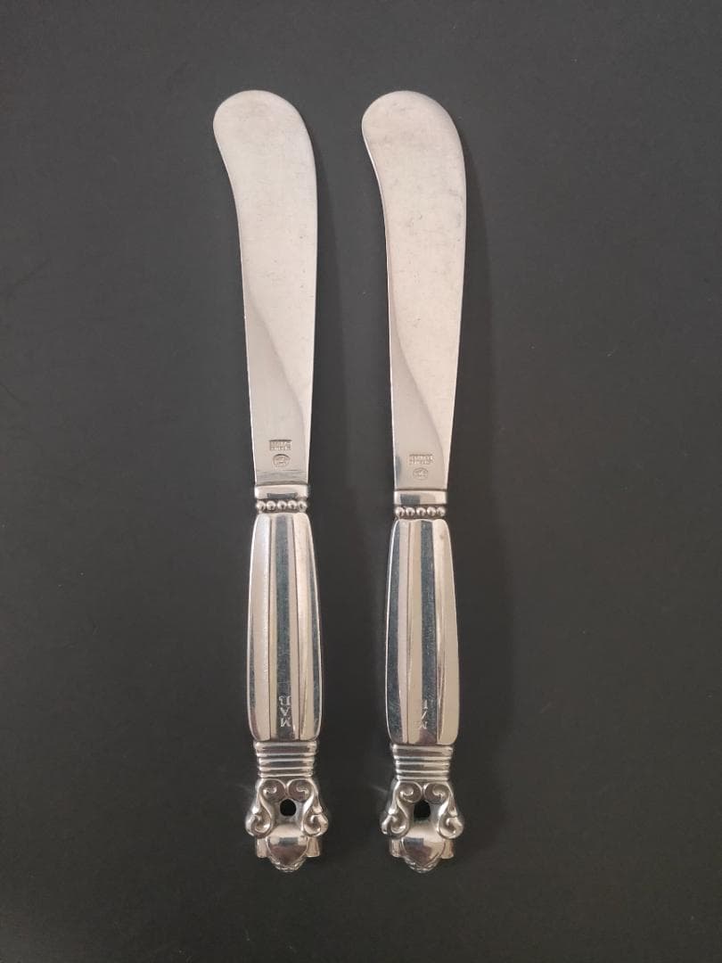 ジョージジェンセン エコーン バター ナイフ 2本 純銀製 アンティーク ジョージジェンセン エコーン バター ナイフ 2本 純銀製 アンティーク