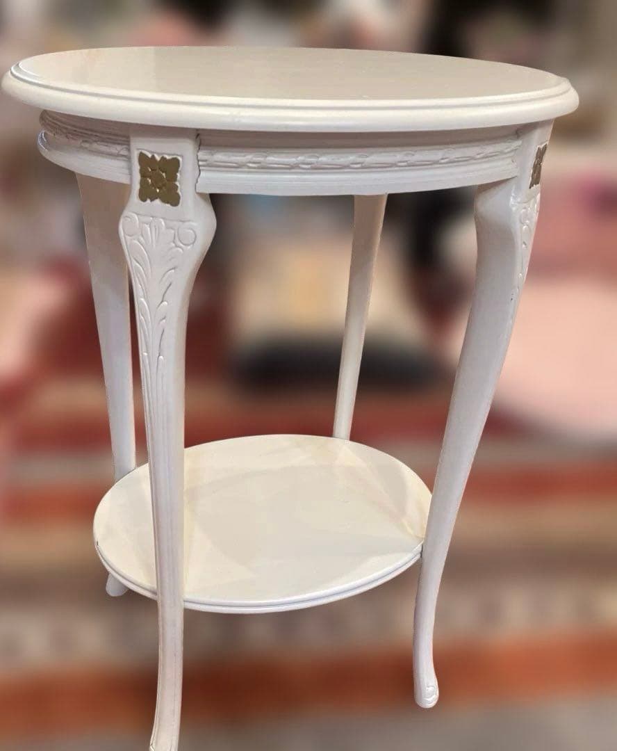 ロココ様式ゴールドの装飾アンティーク楕円形サイドテーブル下段棚付クリームホワイト 楽天市場】ロココ（サイドテーブル・ナイトテーブル｜テーブル