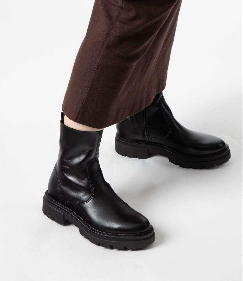 美品！eness エネス本革 サイドジップブーツ 23.5cm 完売サイズ