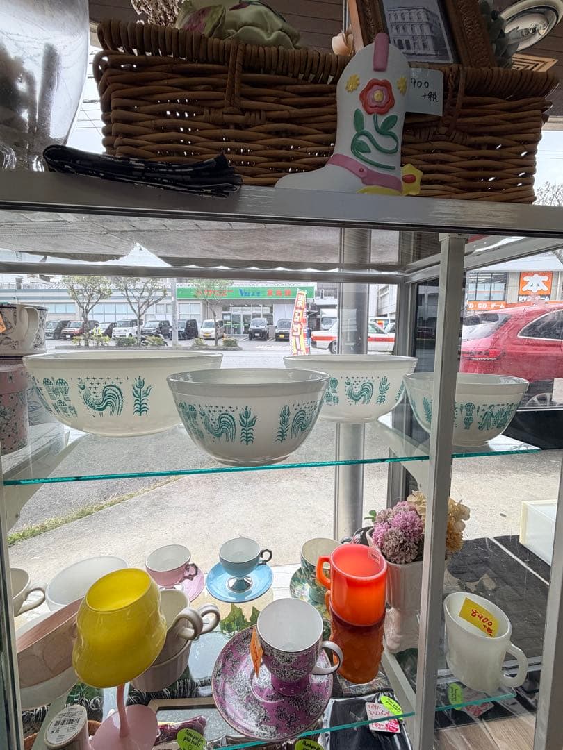 オールドパイレックス ミキシングボウル アーミッシュ・バタープリント