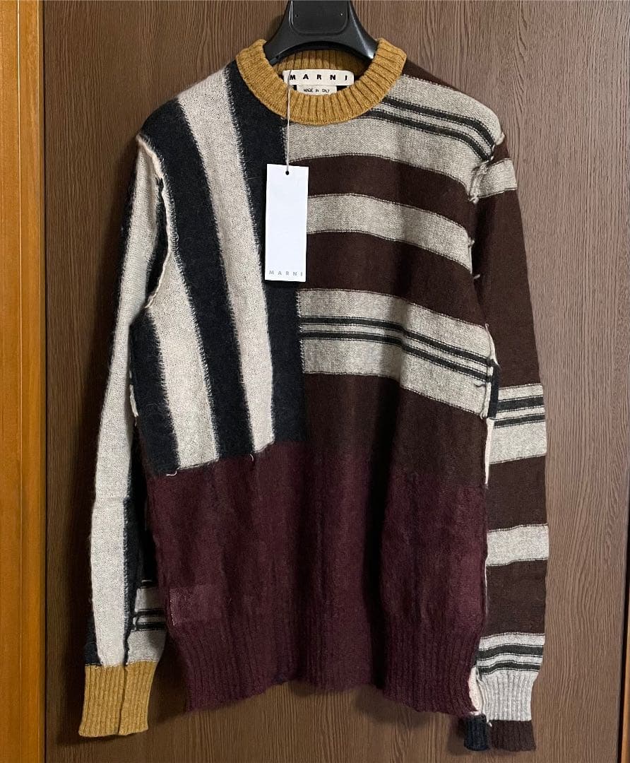 46新品 MARNI メンズ モヘア ニット カラーブロック セーター マルニ