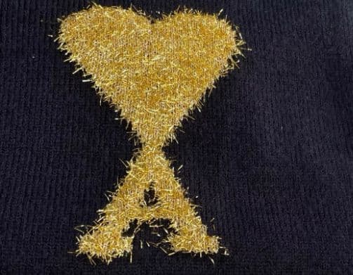 Ami Paris 黒 ポロシャツ 長袖 金色刺繍 セーター M - メルカリ