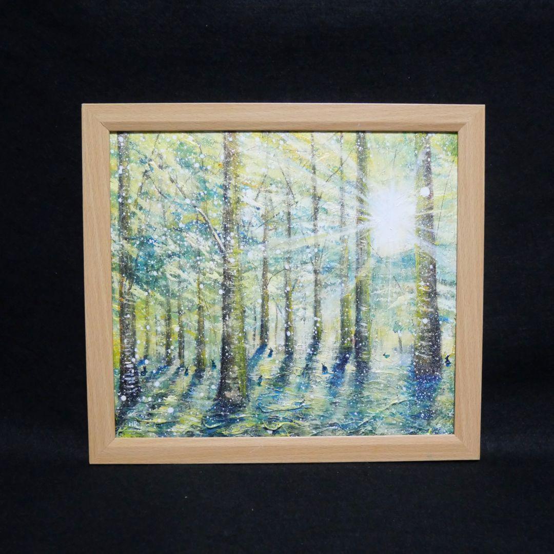 油絵 油彩 油彩画 絵 絵画【雪の朝日小さいウサギ達】 - メルカリ