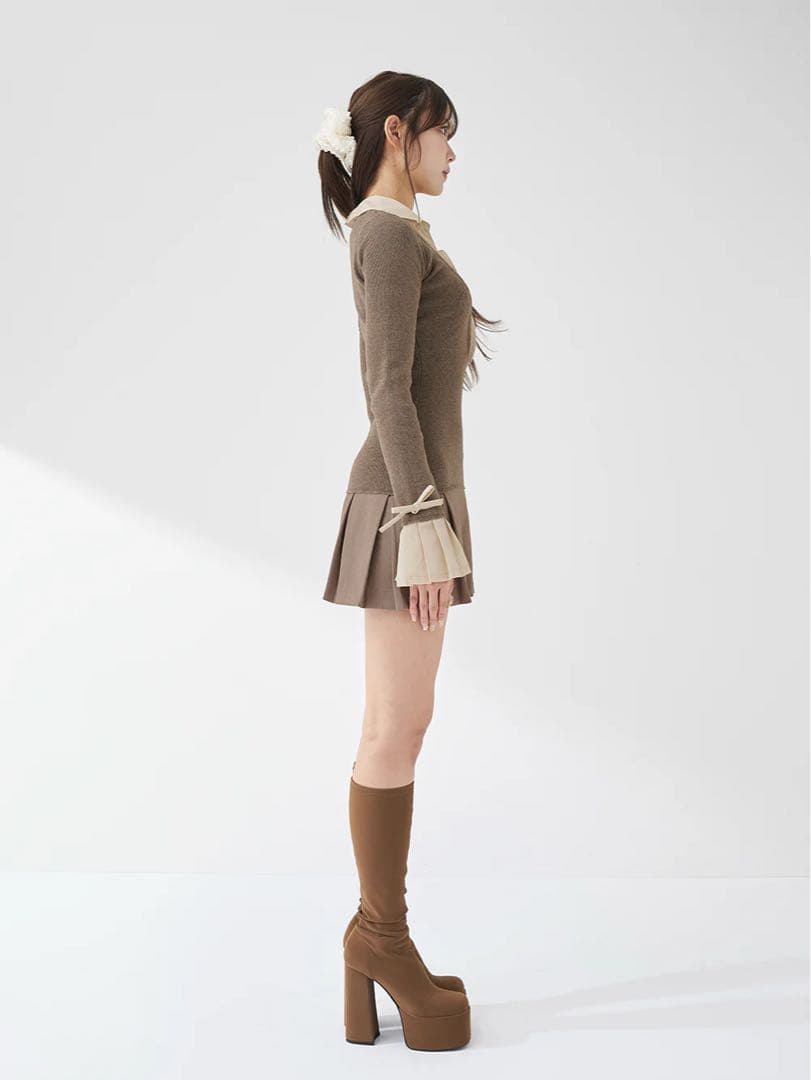 Darich シャツドッキングプリーツミニワンピースモカ MOC FREE - メルカリ