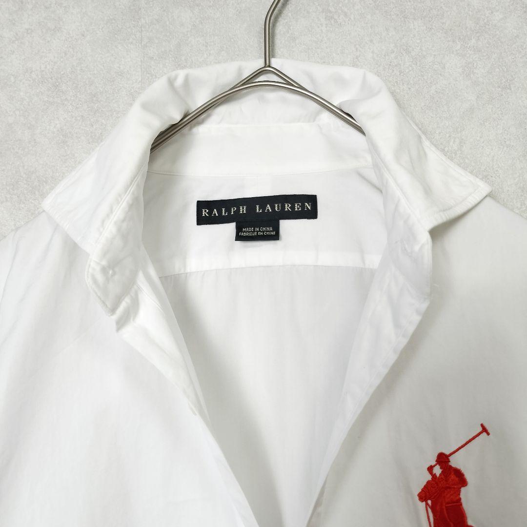 ラルフローレン ビッグポニー コットンシャツ ホワイト 刺繍 カラー