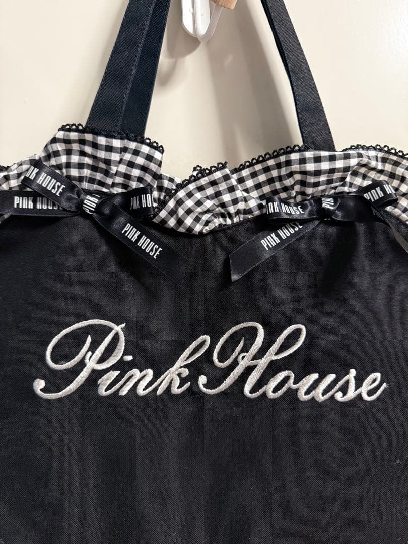 ピンクハウス❤︎ハートバッグ黒❤︎無地×ギンガムフリル