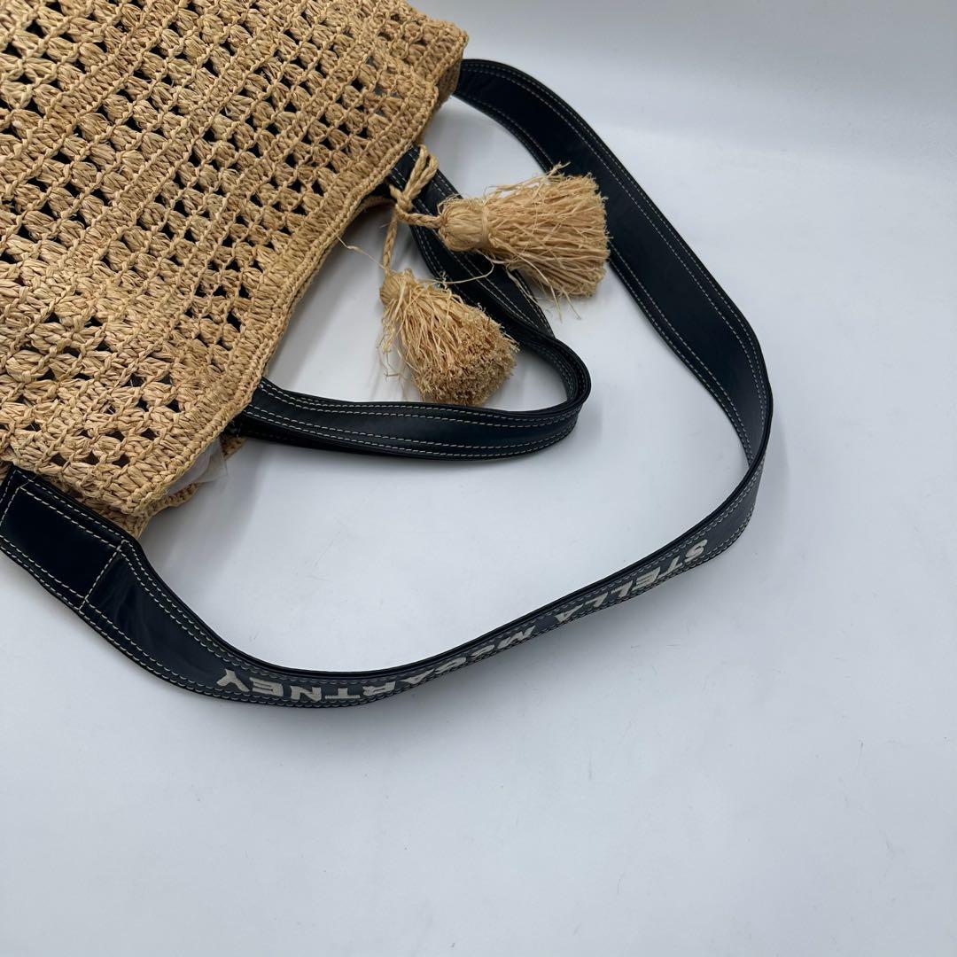 極美品 現行 ステラマッカートニー ラフィア カゴバッグ ロゴ