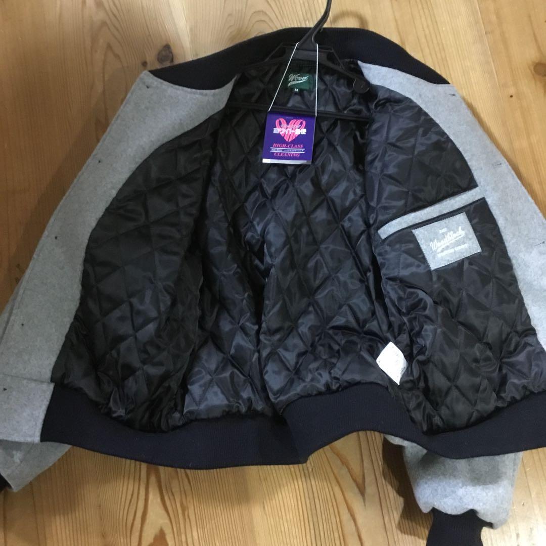 WOOD BLOCK/ウッドブロックウール地ビックエンブレムスタジャン可愛い。