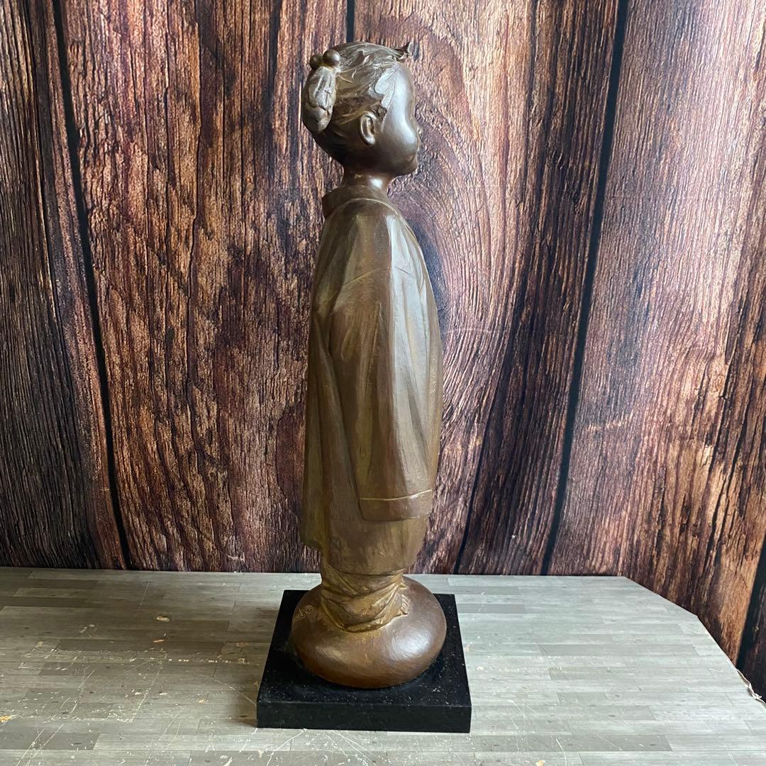 加藤豊 ブロンズ像 8.8kg 大きなパジャマ 少女 置物 美術品 アンティーク