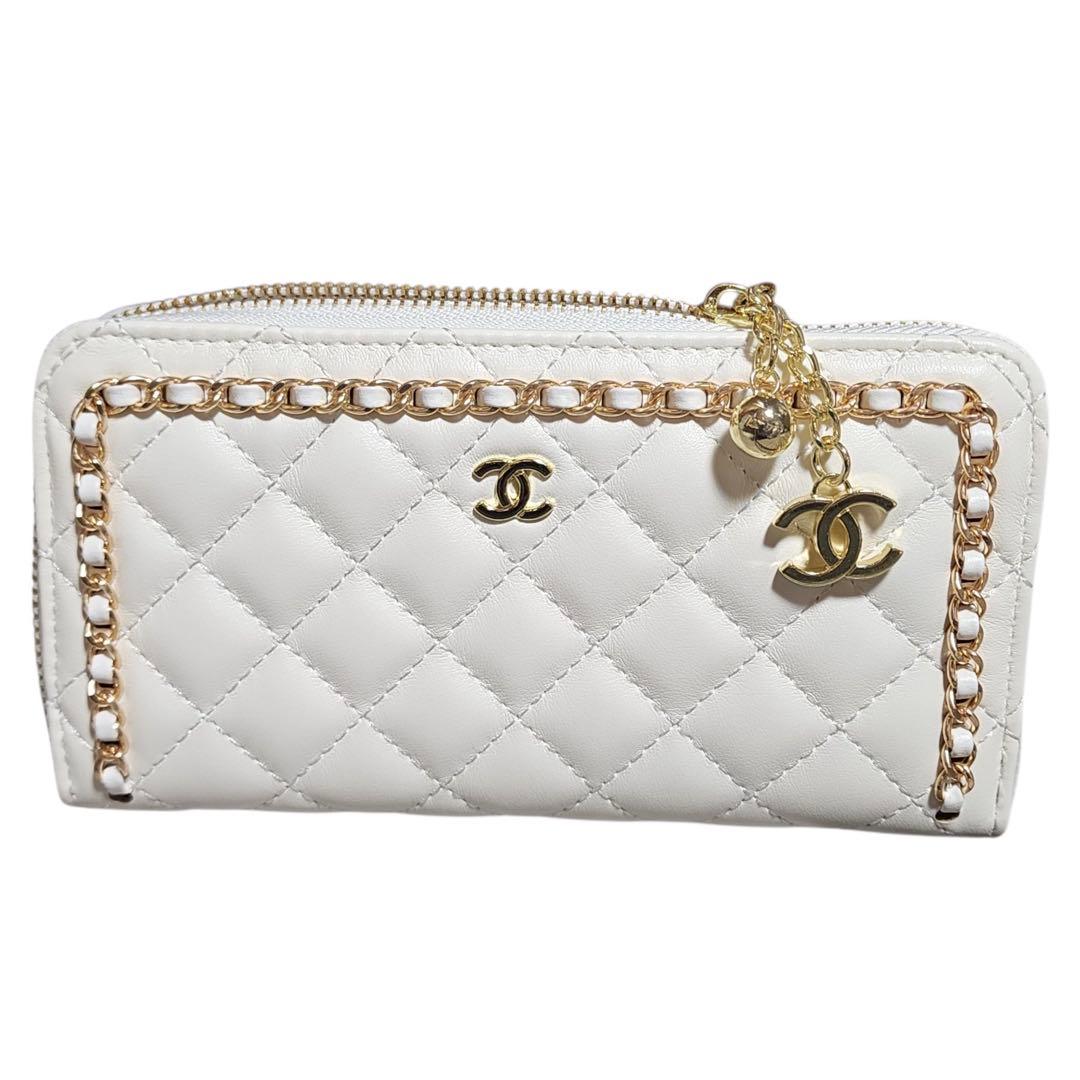 CHANEL 長財布 ラウンドジップ キルティング 白 ノベルティ - メルカリ