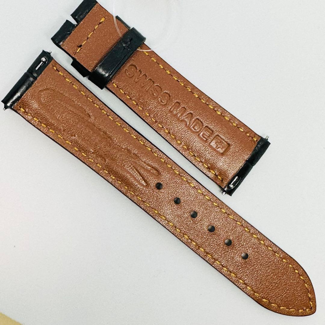 7010#21mm-18mmブラック☆本物クロコダイルレザーベルト☆スイス製