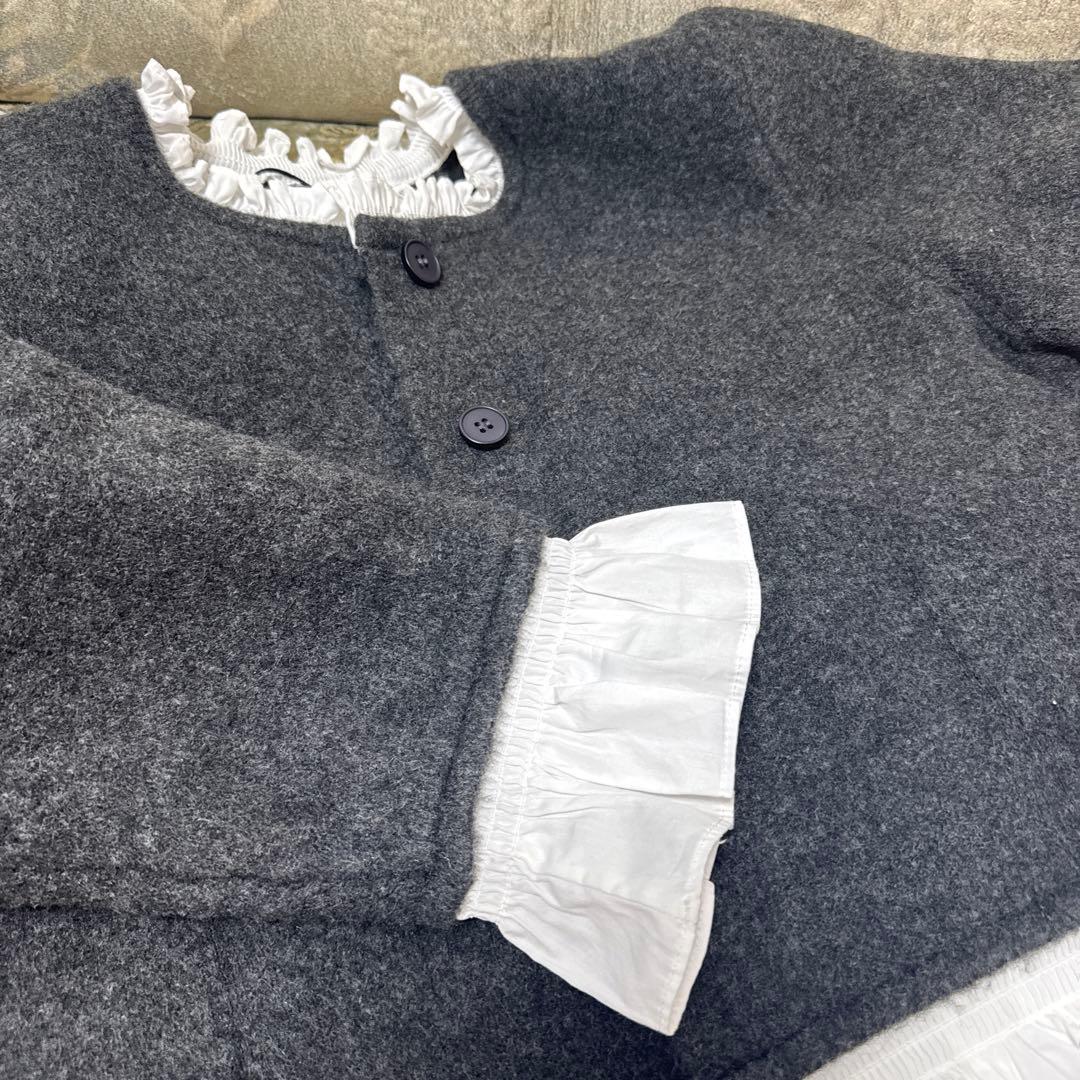 新品未使用】ZARA ポプリンコンビニットジャケット フリル Mサイズ