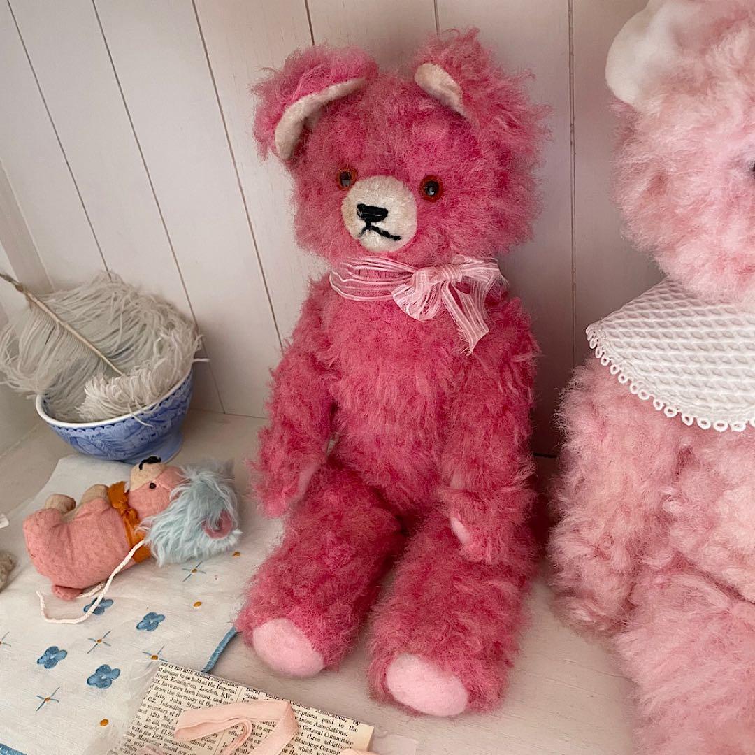 Vintage】 ピンク アンティークベア ぬいぐるみ ドイツ 1940 - メルカリ