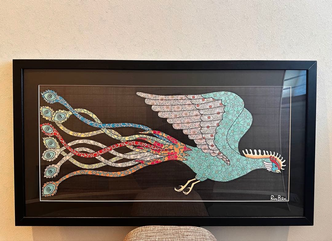 希少品】RinBen リンベン 鳳凰 ホウオウ 開運 アート 絵画 額縁付き