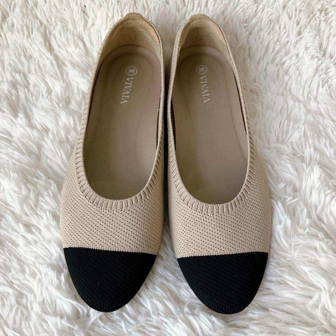 VIVAIA 38 24cm ニットパンプス バイカラー ベージュ ビバイア VIVAIA 38 24cm ニットパンプス バイカラー ベージュ ビバイア - メルカリ