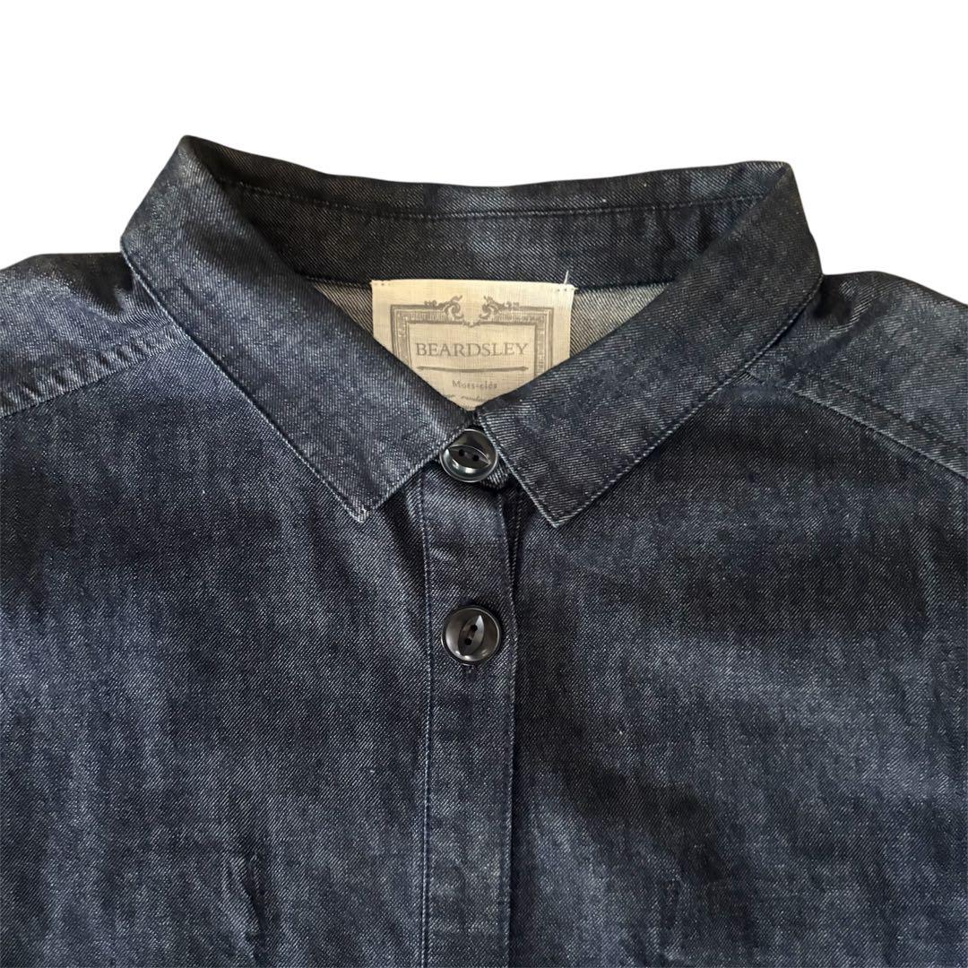 美品】BEARDSLEYデニム フリル ティアード ブラウス インディゴ - メルカリ