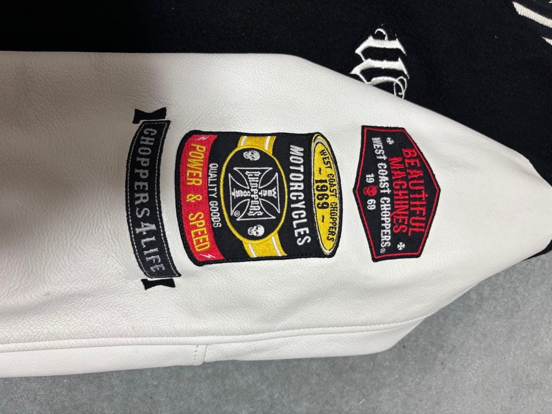 WEST COAST CHOPPERSスタジャン袖レザー XXLW黒/白