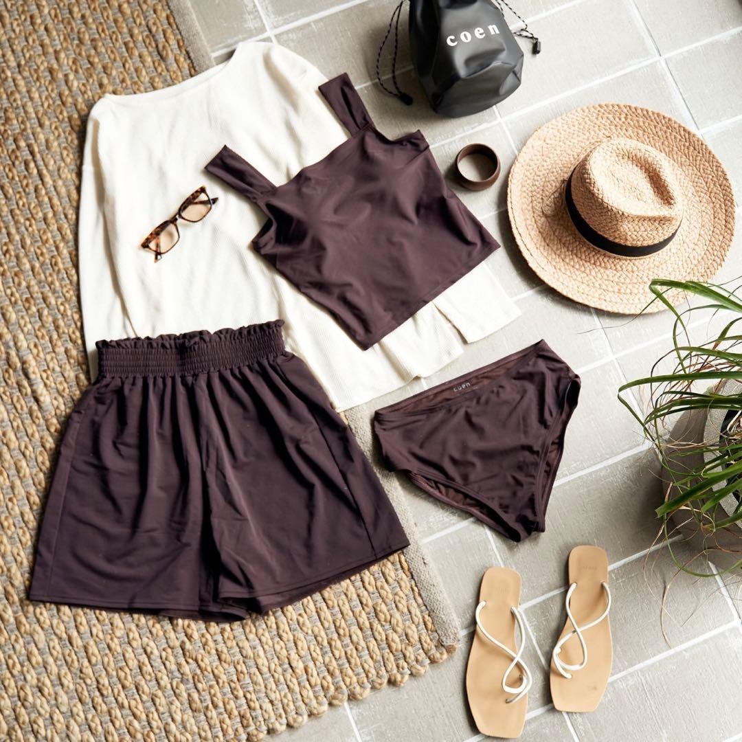 【新品未使用】【coen】5点セットワッフルプルオーバースイムウェアMサイズ 5点セット】ワッフルプルオーバー スイムウェア