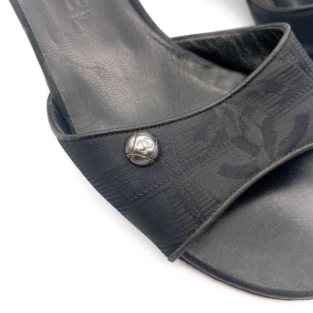 CHANEL シャネル ニュートラベルライン ココマーク ミュール 23.5cm