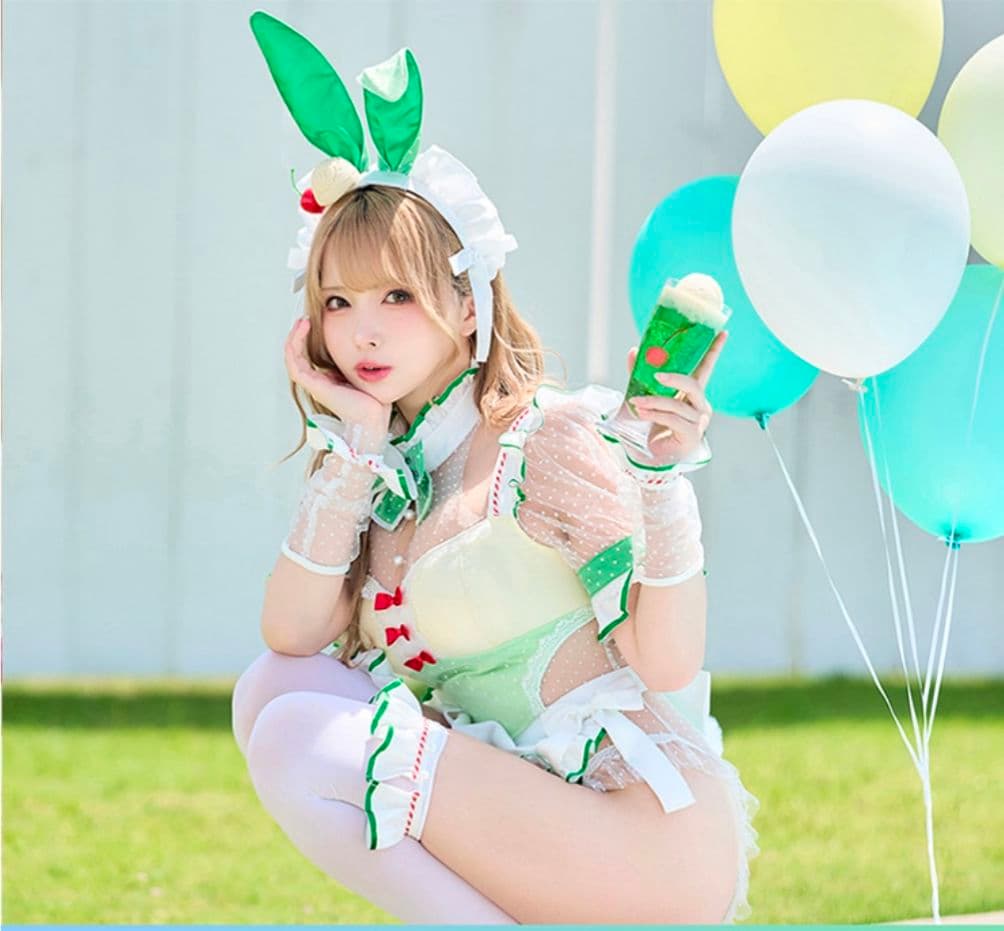 クリームソーダバニーメイド グリーン ハロウィンコスプレマリームーン