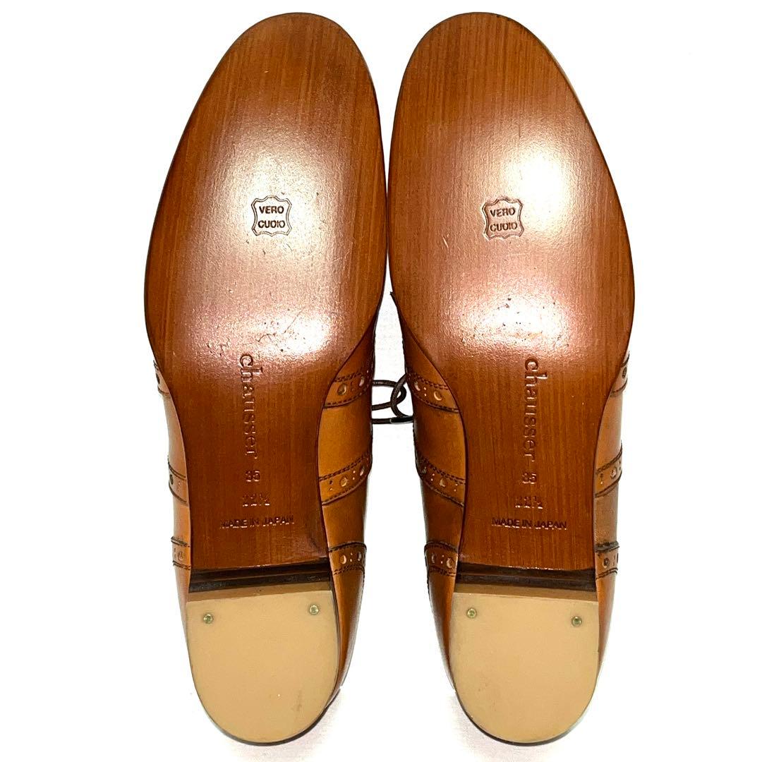 ★新品未使用★ショセ★ウィングチップ★おじ靴★22.5cm★茶　ブラウン★