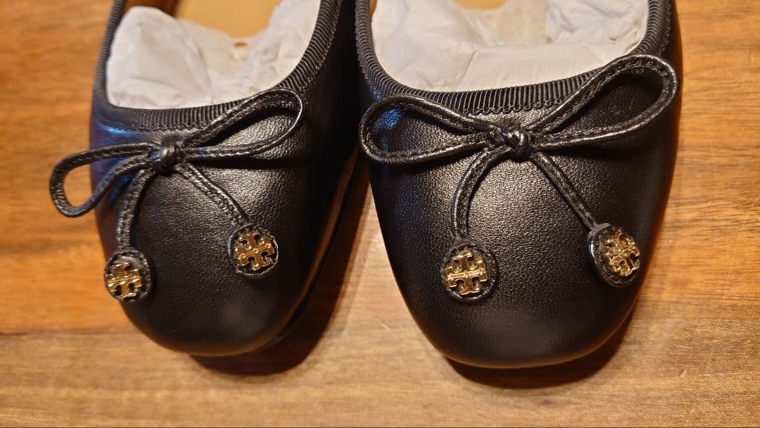 トリーバーチ フラットシューズ リボン ブラック 24.5cm