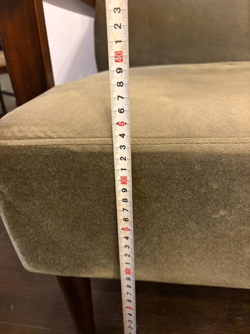 国産レトロ 喫茶店チェア 1シーターソファ ベロア×木製アームチェア