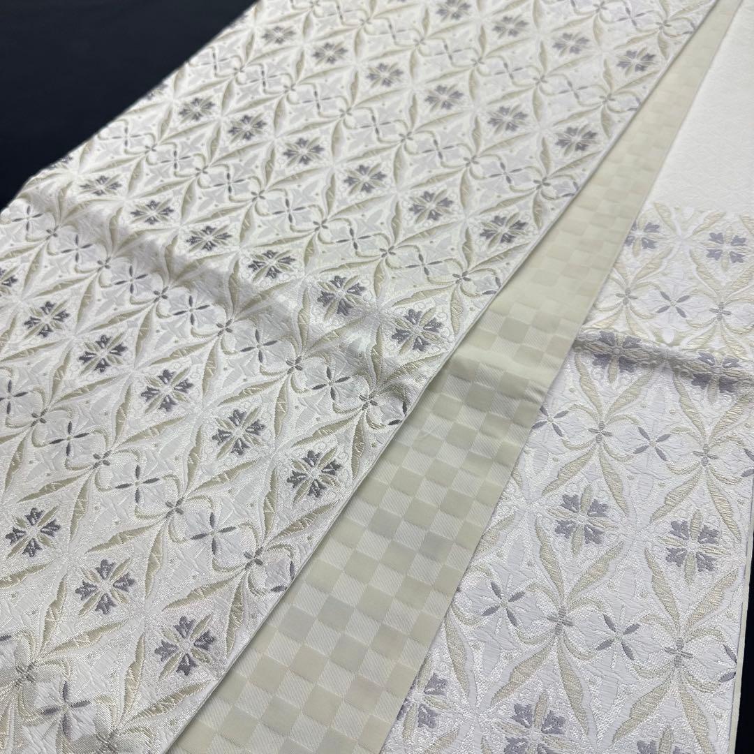 新品 袋帯 京都 西陣織 華翔苑 藤本仁 白地 変わり七宝 4880