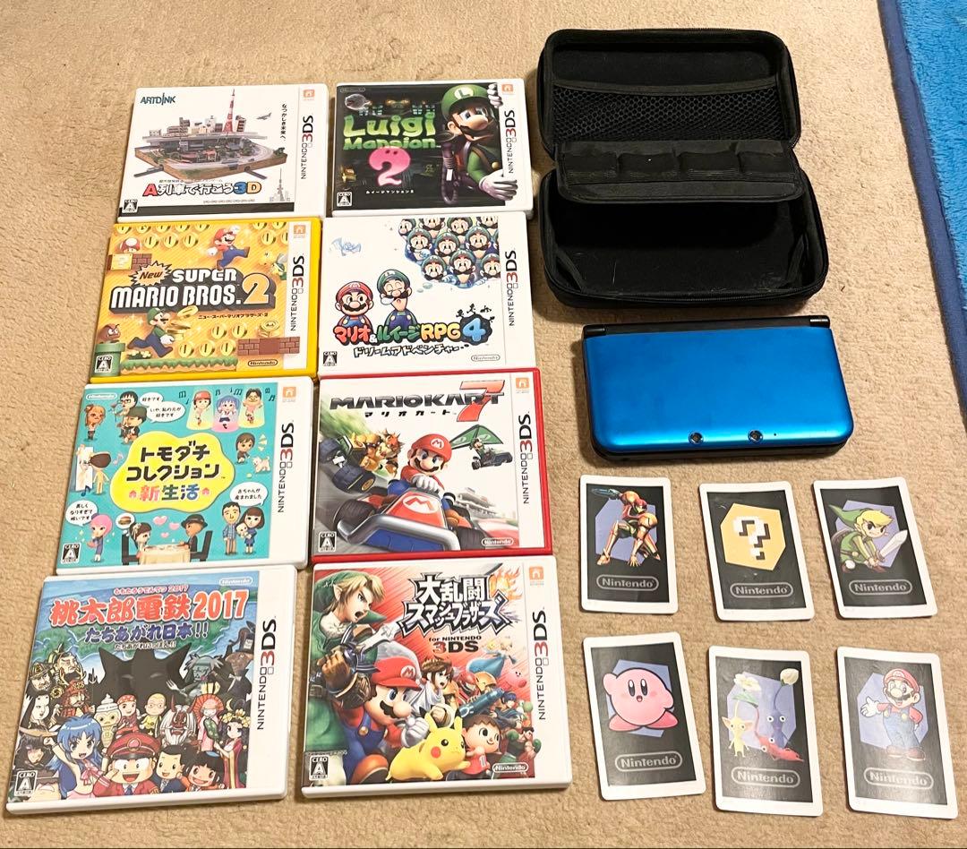 値段相談OK ニンテンドー3DS LL 本体 ブルー ソフト8本セット - メルカリ