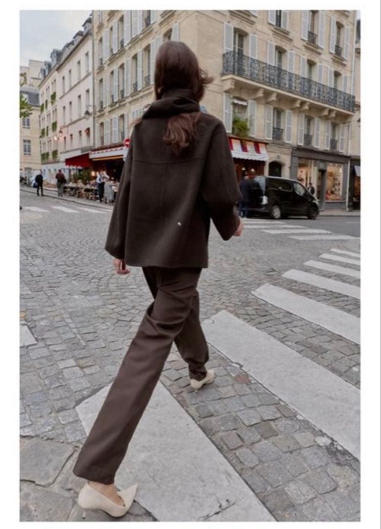 完売品⭐︎ZARA ウール ショートスカーフコート M ブラウン 今期新作