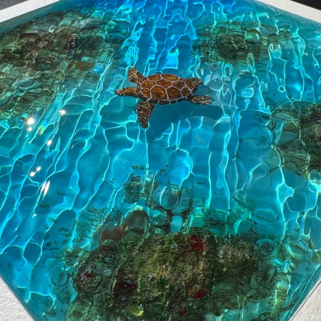 ウミガメ レジンアート オーシャンアート ホヌ 海 アート 波紋 アート