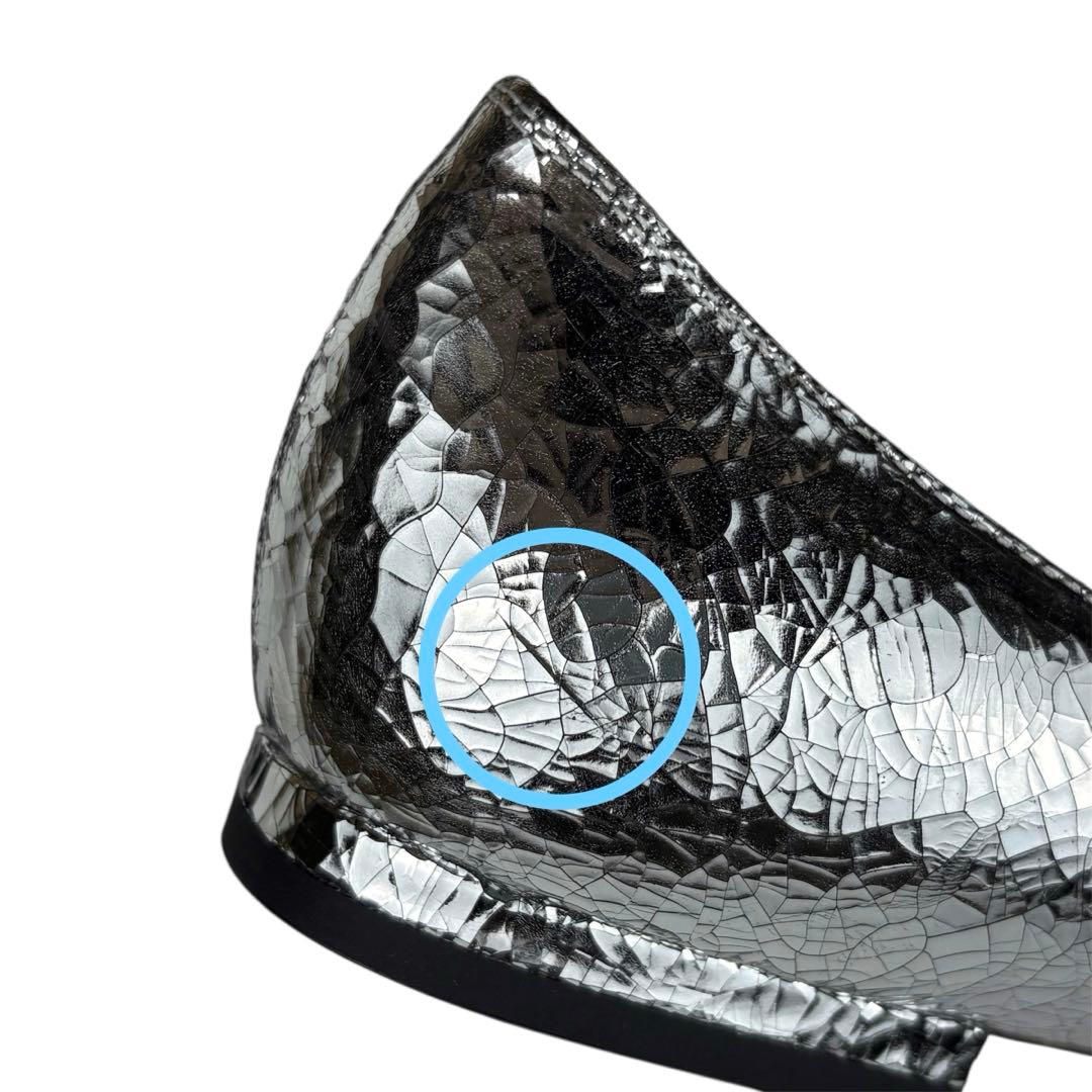 ✨新品同様✨ピッピシック　ビジュー　リボン　フラット　シルバー　24.5cm