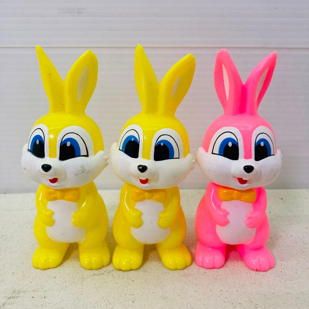 SS製薬 エスエス製薬 ピョンちゃん ソフビ人形 ピンク 黄色 3体セット