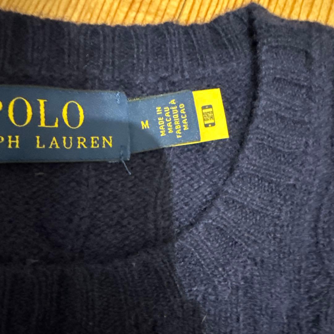 POLO RALPH LAURENカシミヤ混ケーブルニット ネイビー 1回着用 - メルカリ