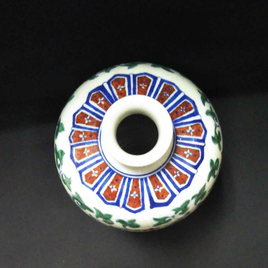 中国古美術/明代/五彩纏枝蓮花紋梅瓶/(底款:大明永楽