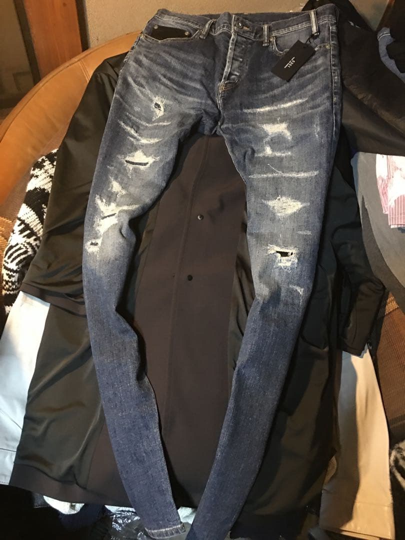 Go5351 スキニー2点ご購入 ケミカルウォッシュ】Zip テーパード スキニー デニム【予約