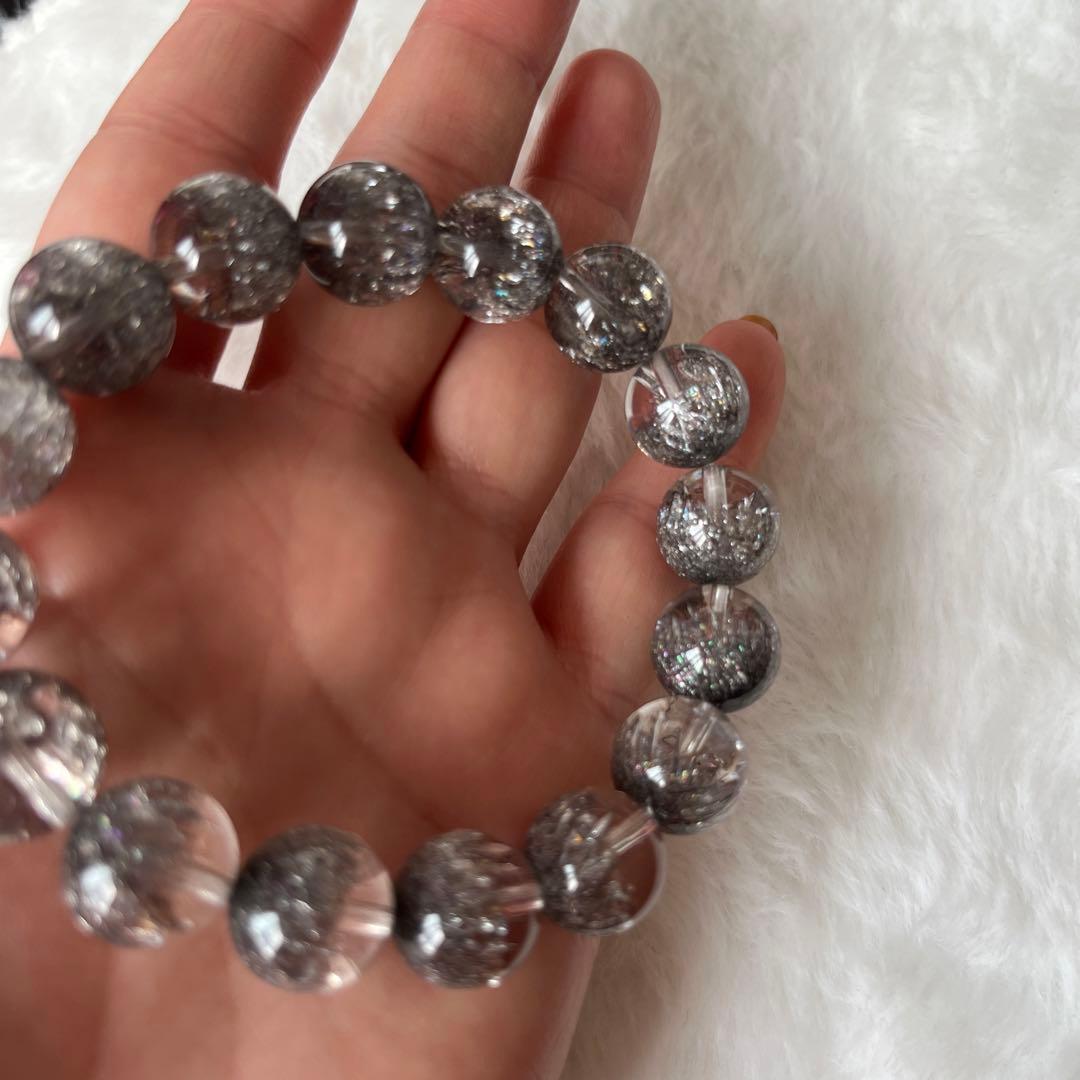 シルバー花火ルチルクォーツ 天然石ブレスレット - メルカリ