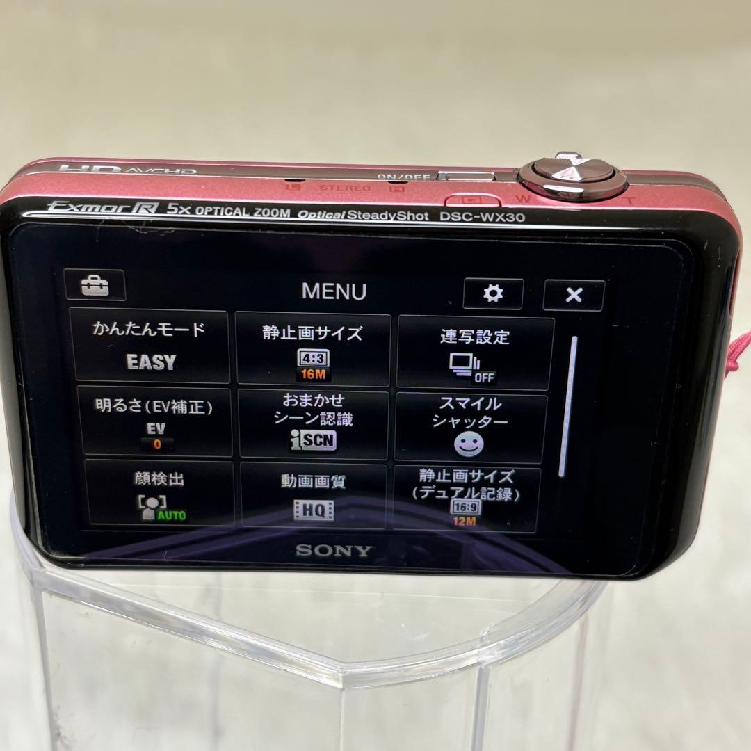 美品 SONY カメラ DSC-WX30 充電器 箱 ピンク コンデジ