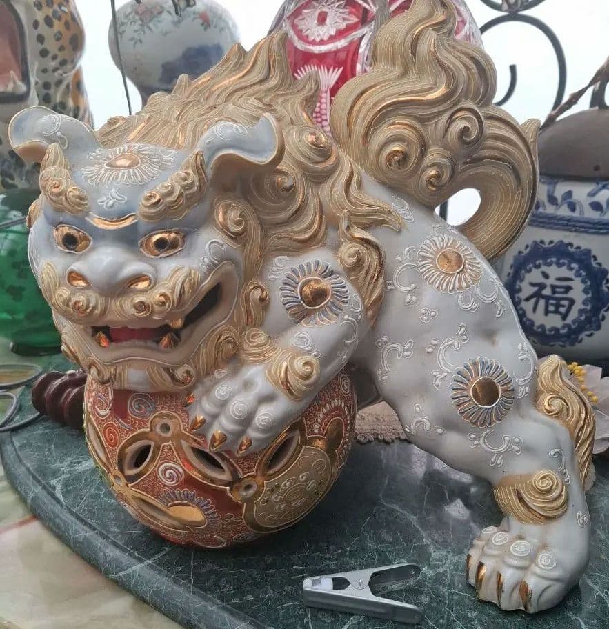 No.焼き物館 九谷焼 菊仙作 獅子 高級置物 骨董品 ヴィンテージ - メルカリ