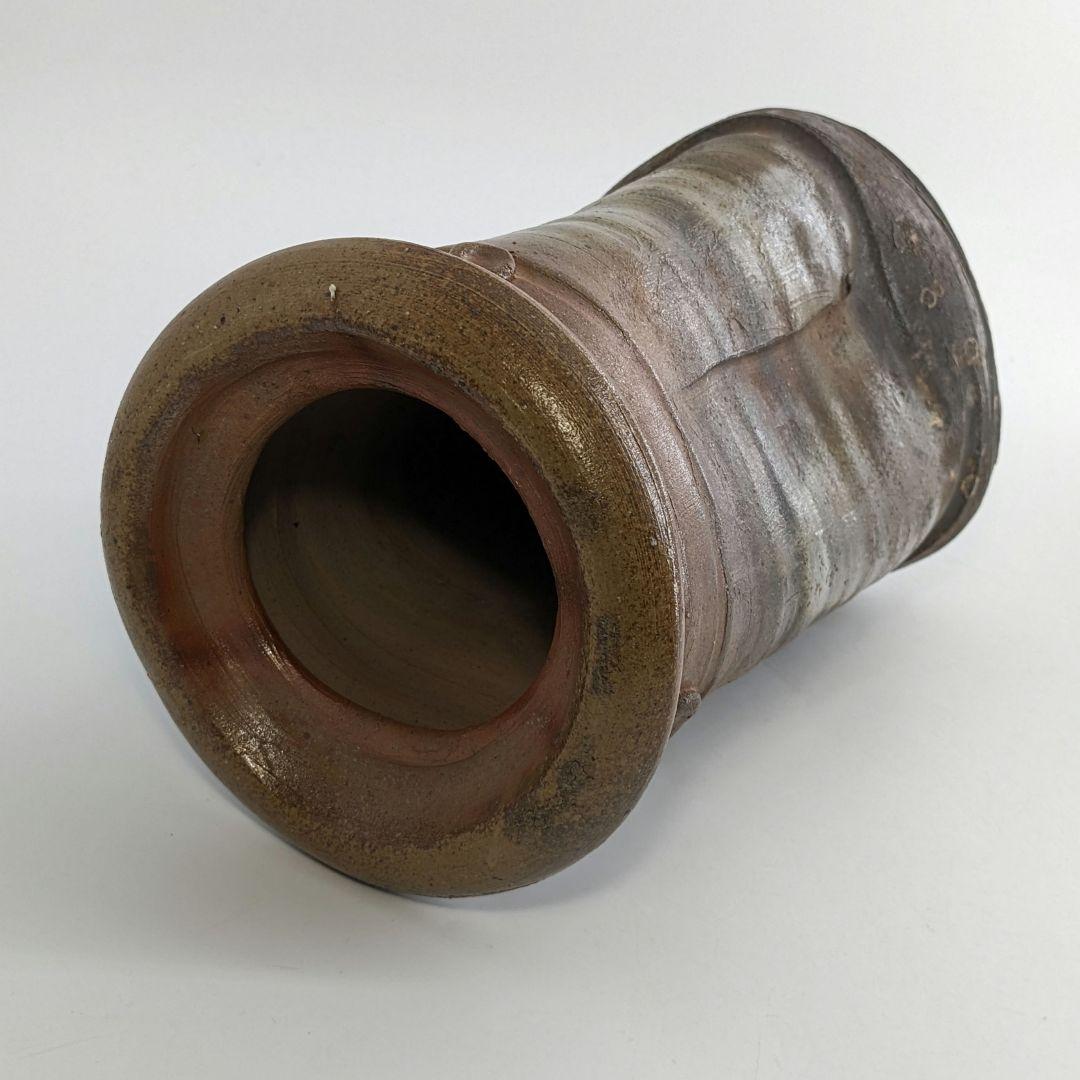 乗松俊行 備前焼 擂座花入 共箱合布栞 花瓶 花生 花器 フラワーベース