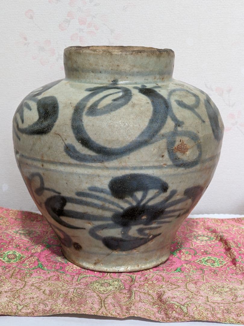 ♢中国陶磁 明時代末 漳州窯 呉須染付 壺 呉州手 置物