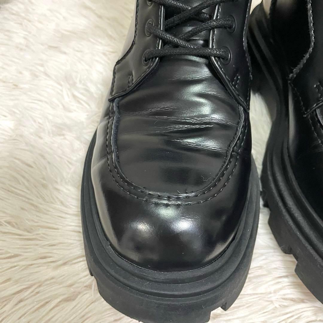 ZARA レースアップレザーブーツ 厚底 ブラック 26.5cm - メルカリ