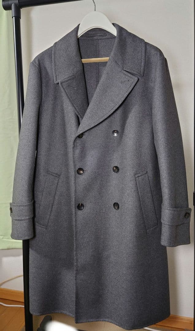 試着のみ トゥモローランド コート Ｌサイズ ウールメルトン ダブルブレステッド ウールカシミヤ ダブルブレステッド 6B Pコート | TOMORROWLAND