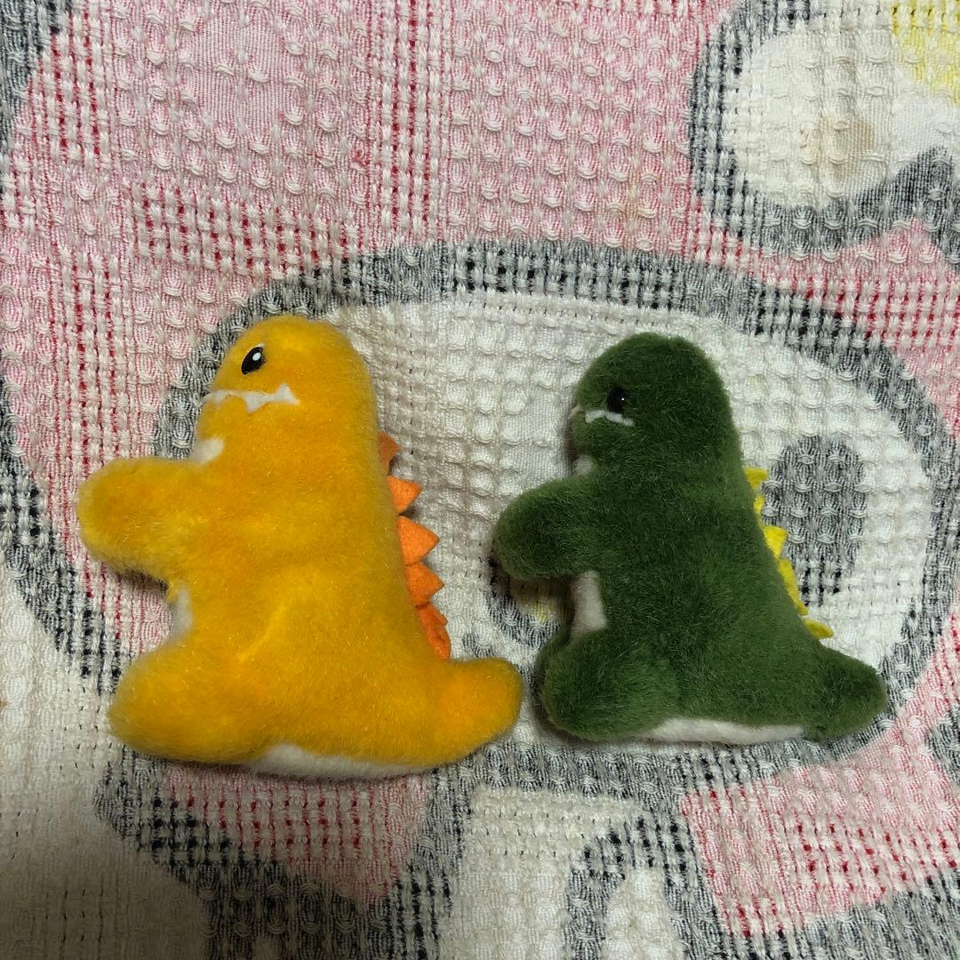 昭和レトロ ヴィンテージ 恐竜 ぬいぐるみ クリップ 2コセット 中古品