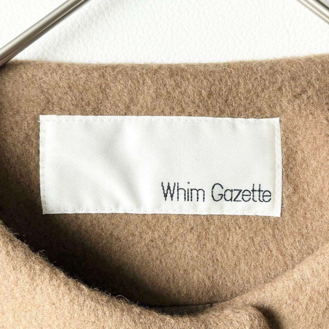 2936y美品 ウィムガゼット ノーカラーウールショートコート キャメル